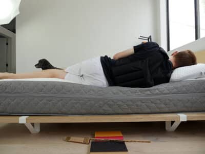 GhostBed Luxe side sleeping (with vest)