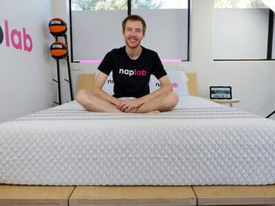 Leesa Hybrid mattress with person